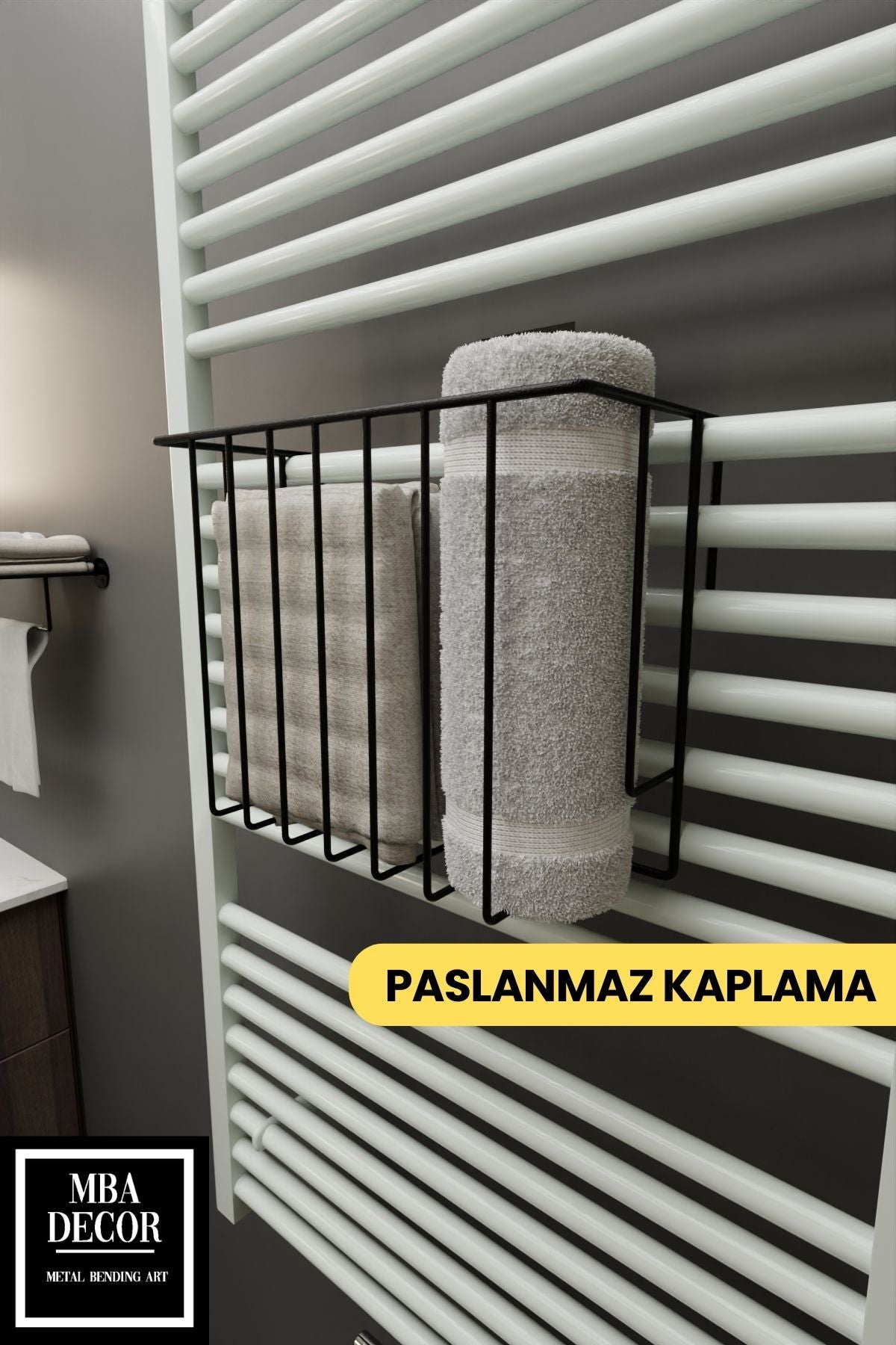 Siyah Havlupan Düzenleyici Asılabilir Organizer Banyo Havluluk Tuvalet Kağıdı 30x28x10cm