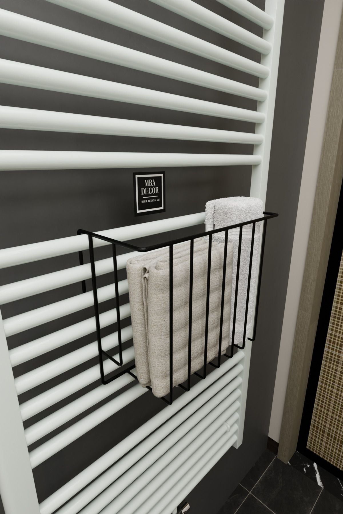 Siyah Havlupan Düzenleyici Asılabilir Organizer Banyo Havluluk Tuvalet Kağıdı 30x28x10cm