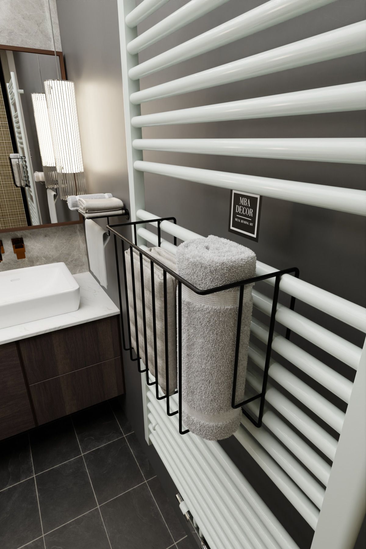 Siyah Havlupan Düzenleyici Asılabilir Organizer Banyo Havluluk Tuvalet Kağıdı 30x28x10cm