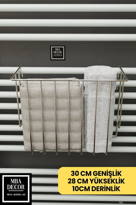 Gümüş Havlupan Düzenleyici Asılabilir Organizer Banyo Havluluk Tuvalet Kağıdı 30x28x10cm