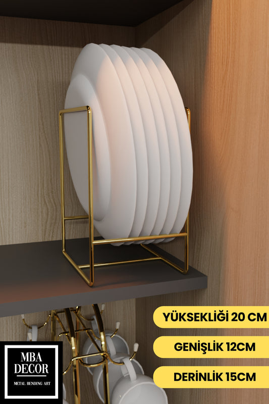 Gold Metal Tabak Düzenleyici - Paslanmaz Ergonomik Dolap İçi Mutfak Organizeri