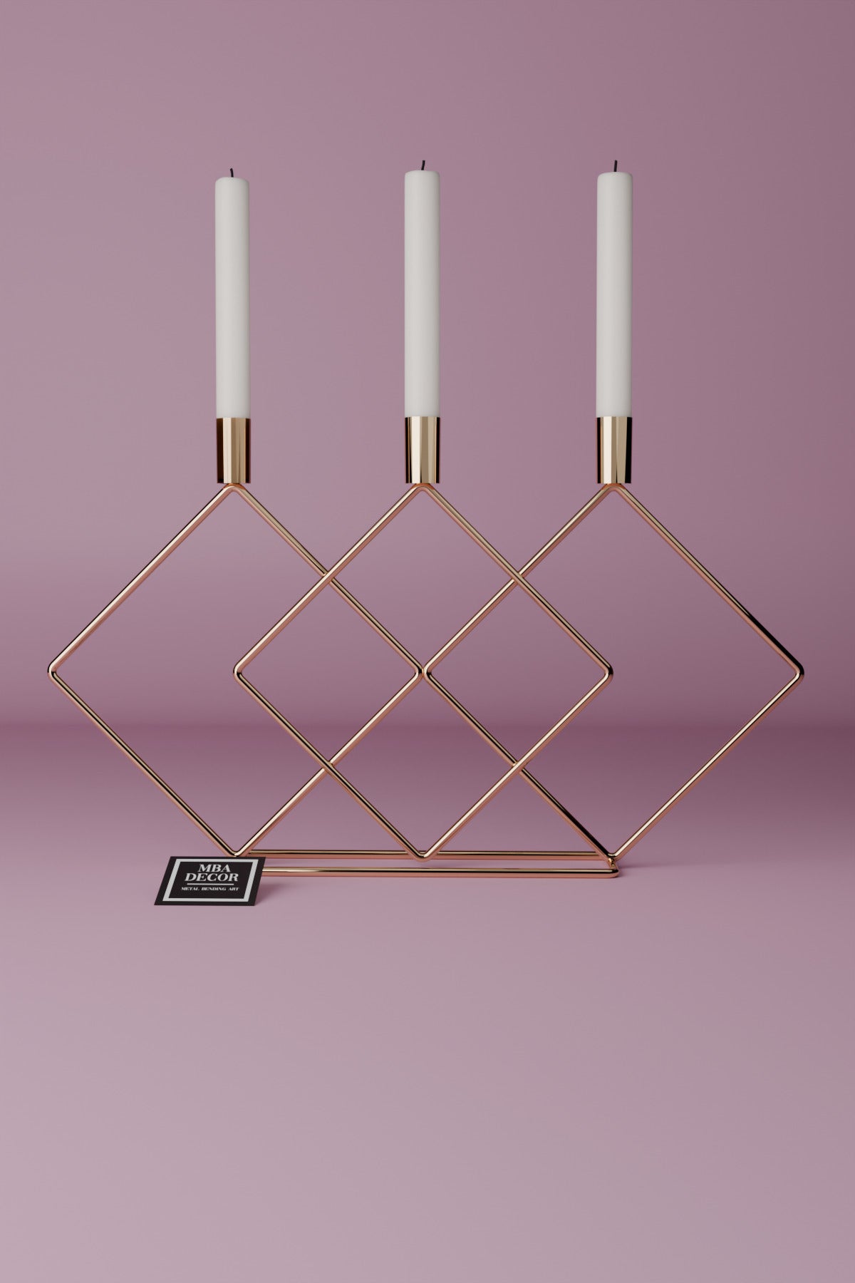Metal Gold Double Prizma Şamdan 48cm Masaüstü Şamdan Mumluk Dekoratif Mumluk Paslanmaz Ev Dekorasyon
