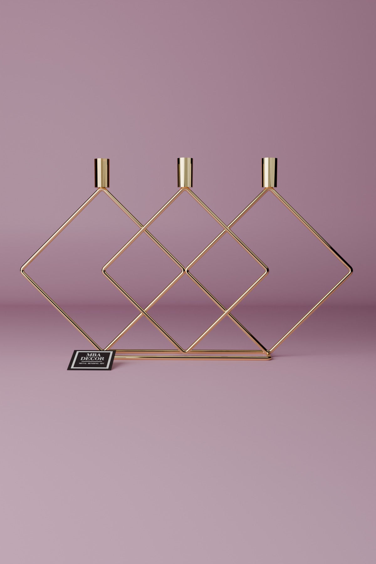 Metal Gold Double Prizma Şamdan 48cm Masaüstü Şamdan Mumluk Dekoratif Mumluk Paslanmaz Ev Dekorasyon