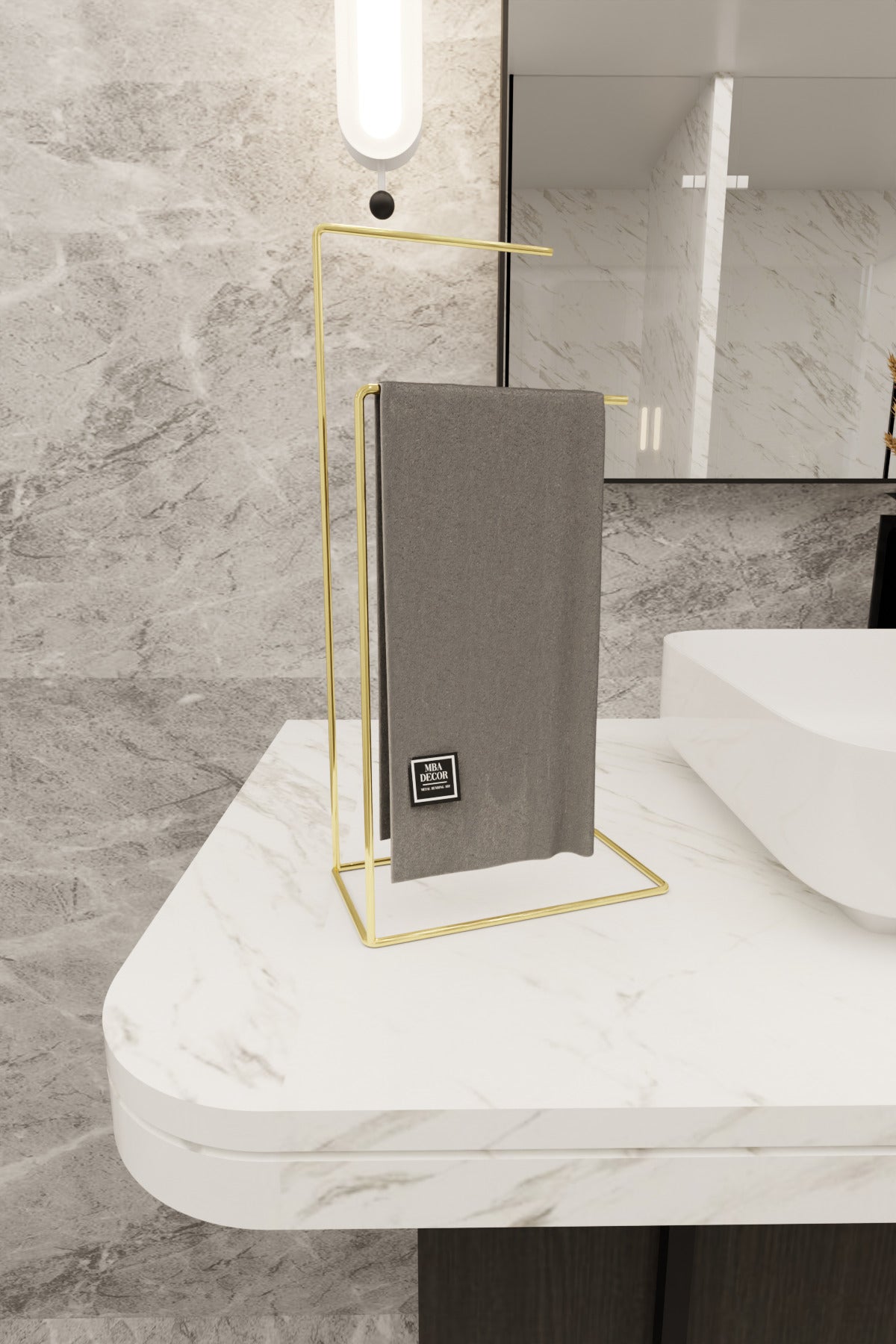 Gold Paslanmaz Çelik Banyo Askısı - Şık Dekoratif Havluluk ve Banyo Aksesuarı 40cm