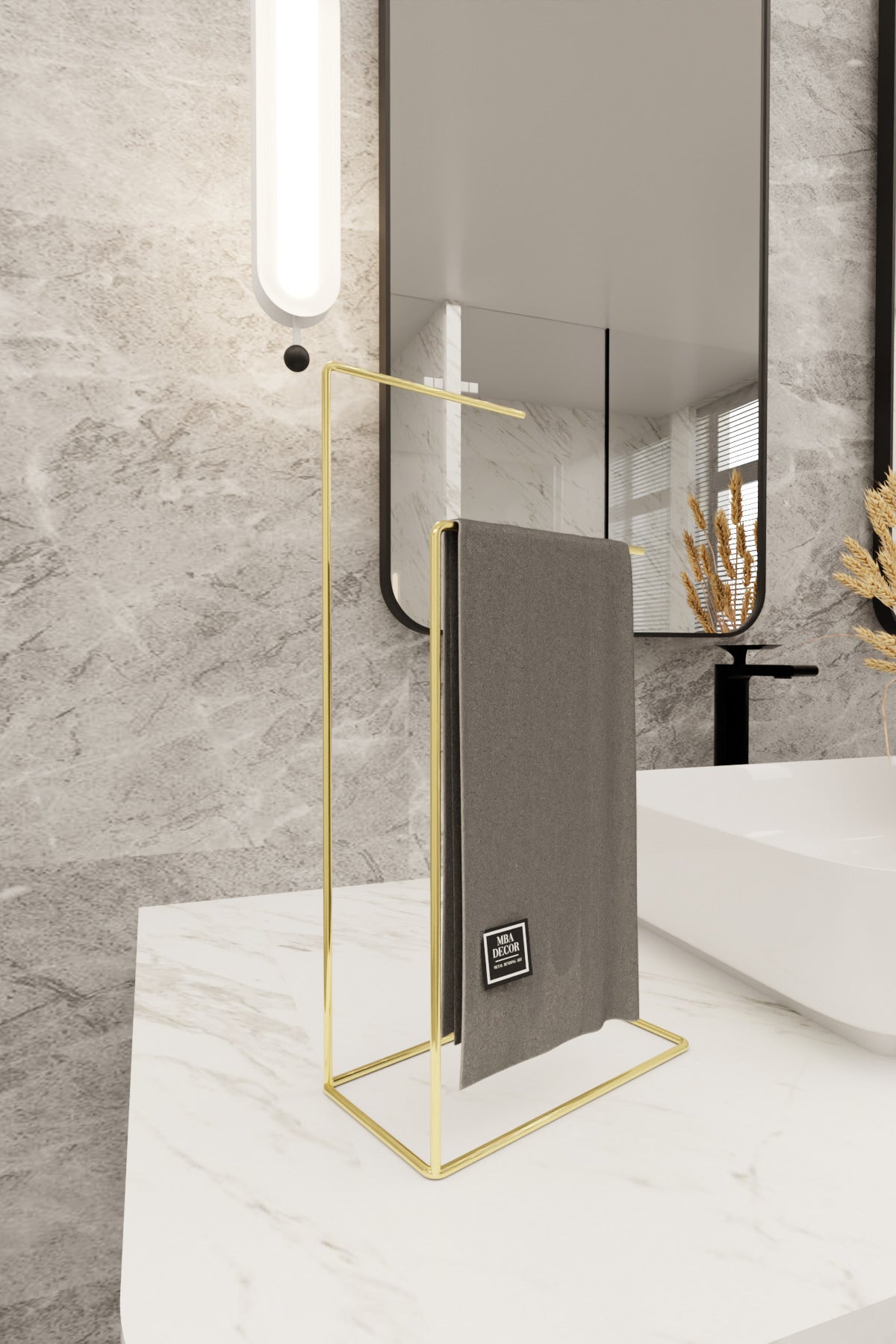 Gold Paslanmaz Çelik Banyo Askısı - Şık Dekoratif Havluluk ve Banyo Aksesuarı 40cm