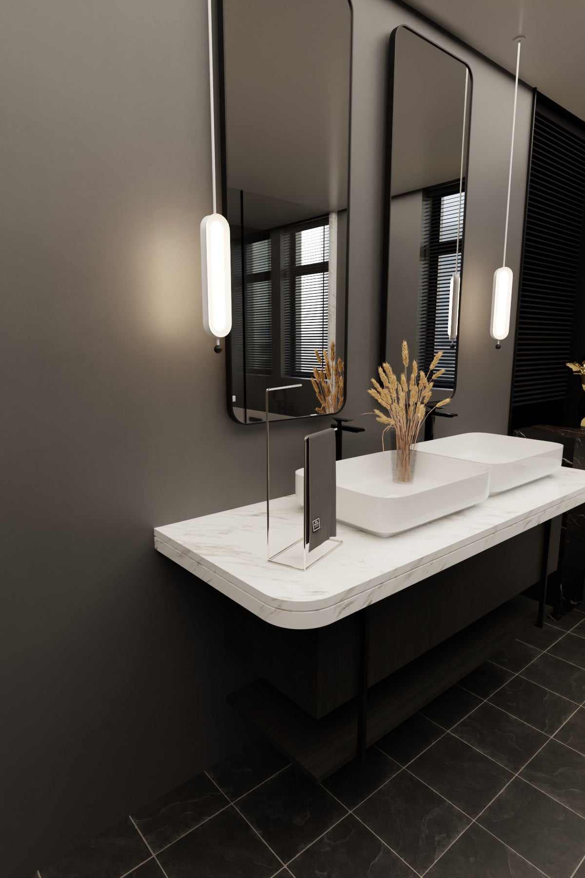 Gümüş Paslanmaz Çelik Banyo Askısı - Şık Dekoratif Havluluk ve Banyo Aksesuarı 40cm