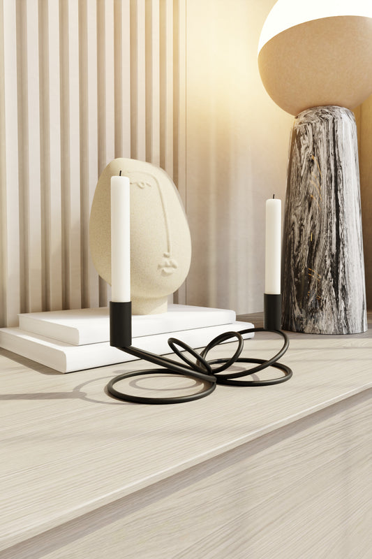 Şimal Model Modern Siyah Black Şamdan - Paslanmaz Metal Mumluk, Ev & Ofis Dekoru İçin Şık Tasarım