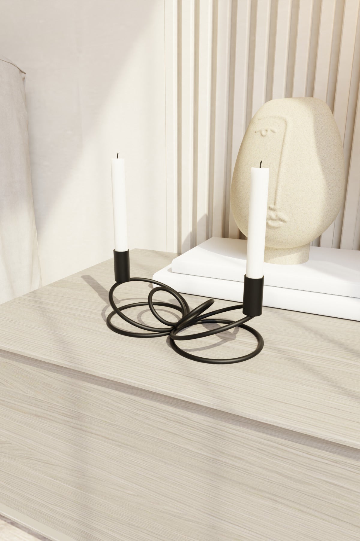 Şimal Model Modern Siyah Black Şamdan - Paslanmaz Metal Mumluk, Ev & Ofis Dekoru İçin Şık Tasarım