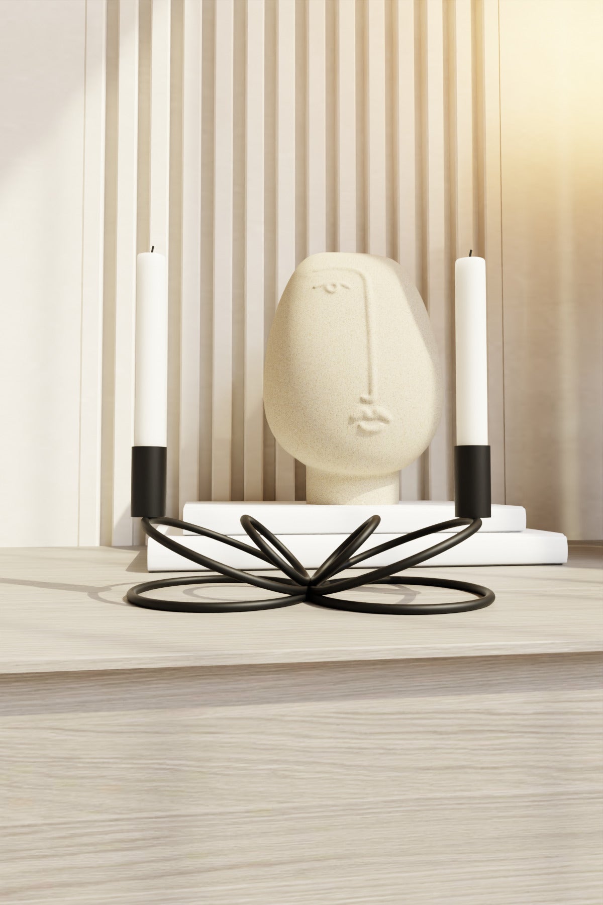 Şimal Model Modern Siyah Black Şamdan - Paslanmaz Metal Mumluk, Ev & Ofis Dekoru İçin Şık Tasarım
