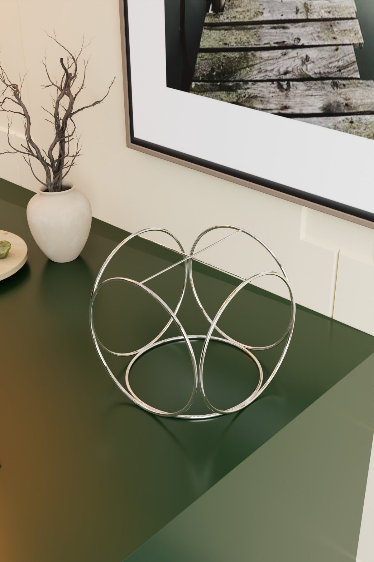 Gümüş Aura Metal Kahve Yanı Sunumluk Standı Kahve, Pasta, Çerez & Tatlı Servisi İçin Şık Sunum 24 cm