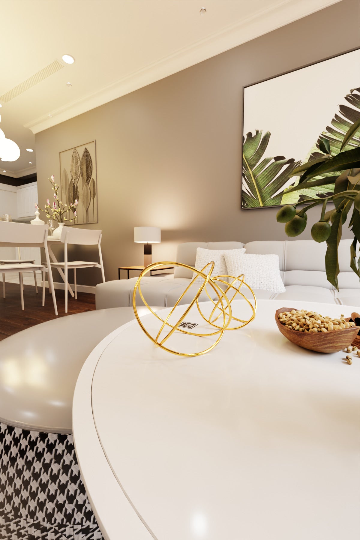 Orbit Luxe Gold 2'li Dekoratif Metal Küre Seti Masa Üstü Aksesuar Modern Ev Ofis Süs Eşyası