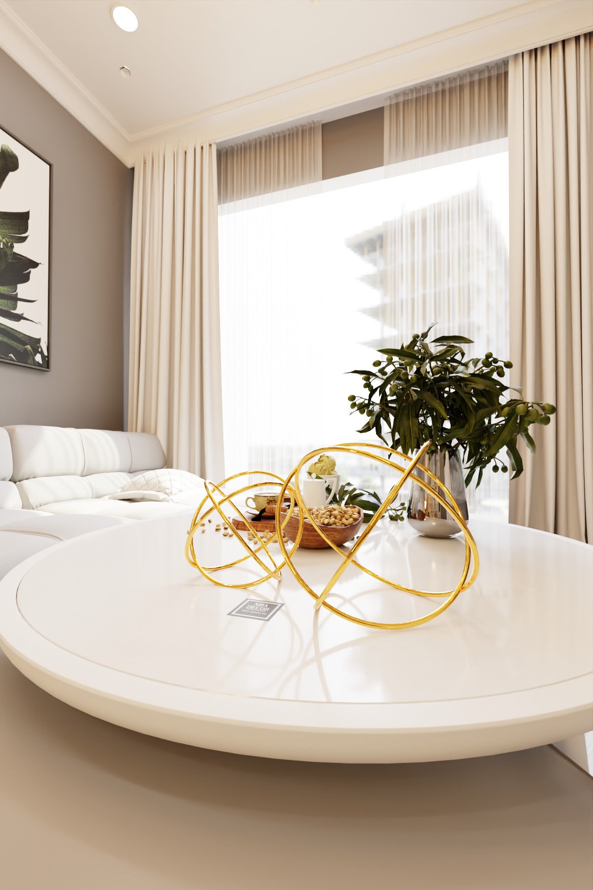 Orbit Luxe Gold 2'li Dekoratif Metal Küre Seti Masa Üstü Aksesuar Modern Ev Ofis Süs Eşyası