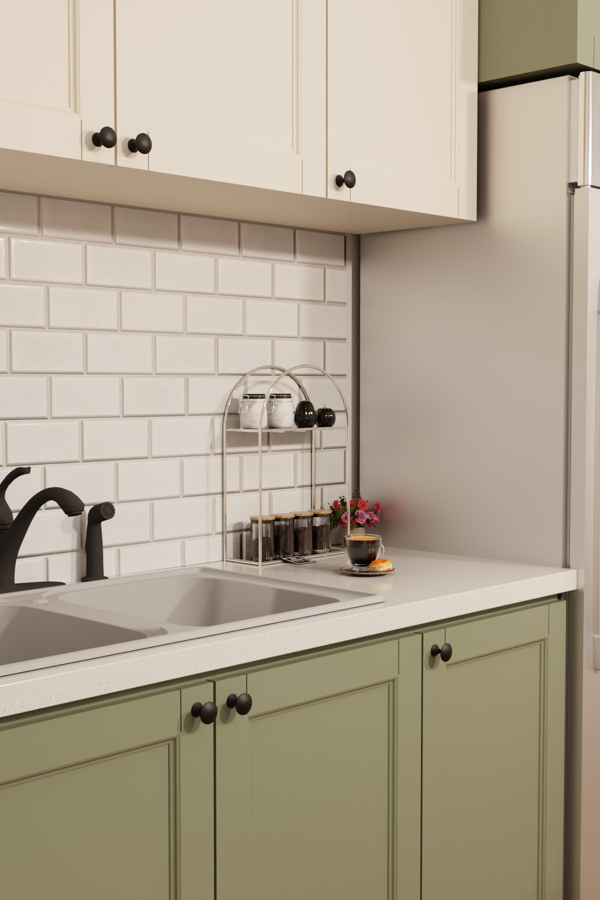 Arco Model 2 Katlı Gümüş Metal Masaüstü Düzenleyici – Mutfak Banyo Rafı Organizer Raf
