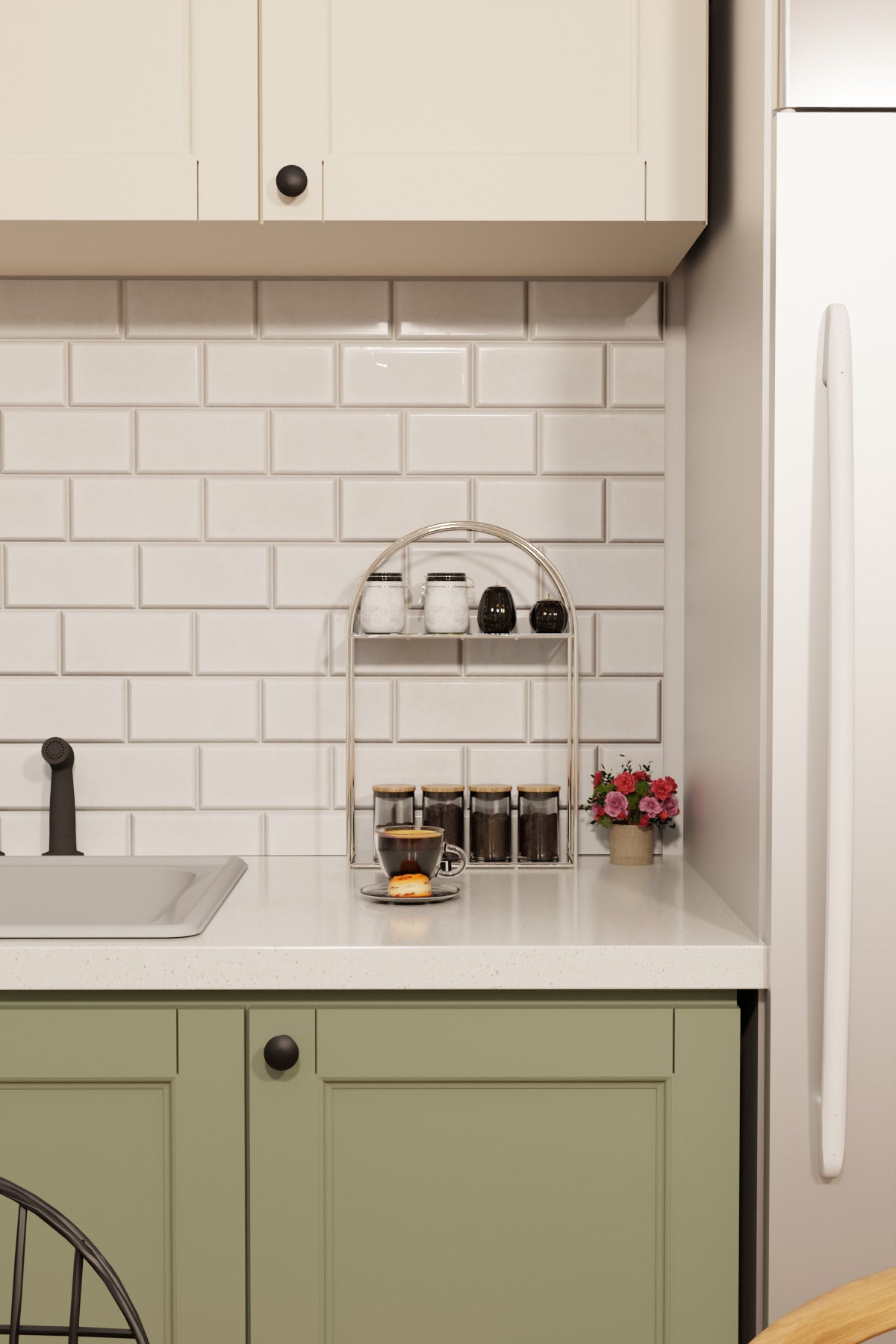 Arco Model 2 Katlı Gümüş Metal Masaüstü Düzenleyici – Mutfak Banyo Rafı Organizer Raf
