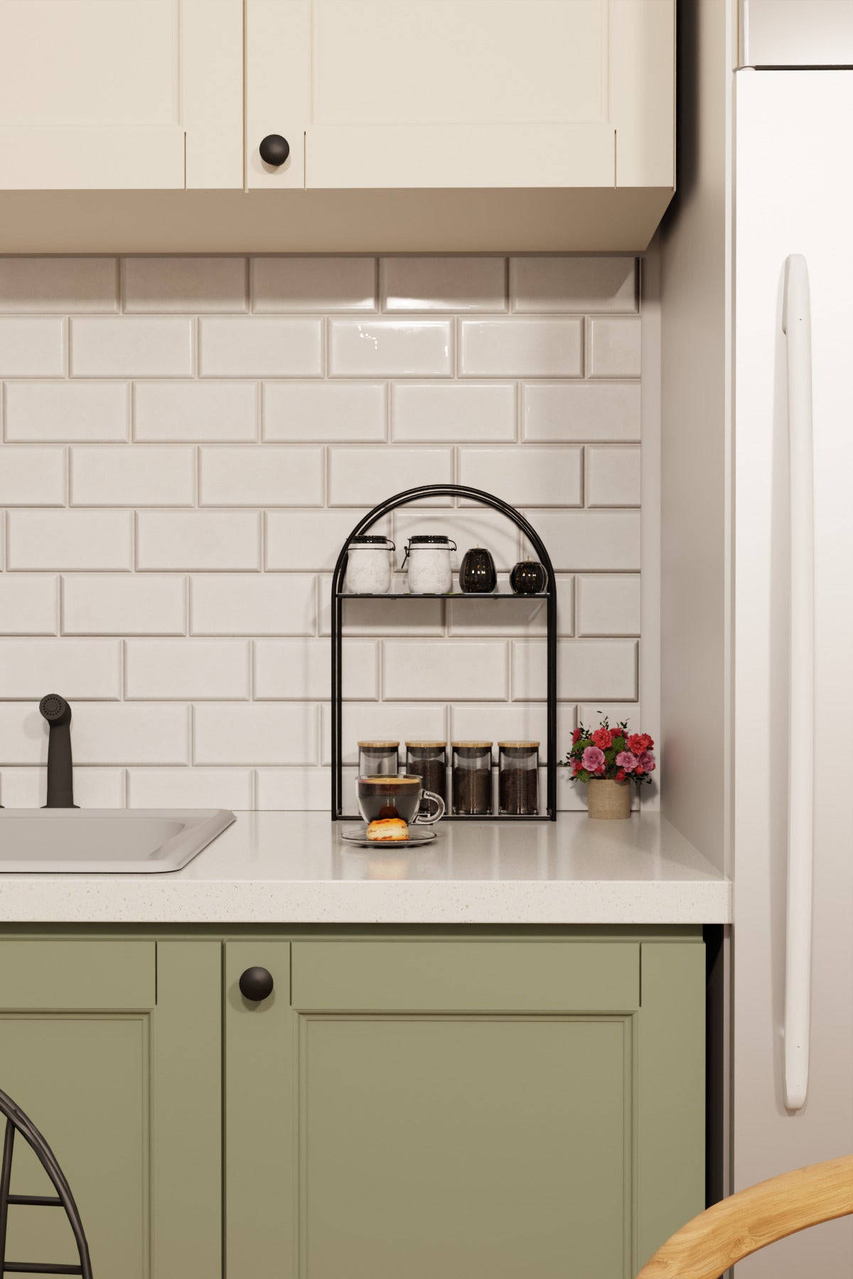 Arco Model 2 Katlı Siyah Metal Masaüstü Düzenleyici – Mutfak Banyo Rafı Organizer Raf