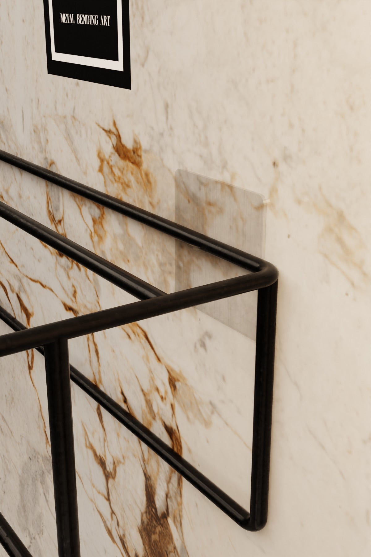 Siyah Kendinden Yapışkanlı Banyo Havluluk Raf – Montaj Gerektirmez, Modern & Şık