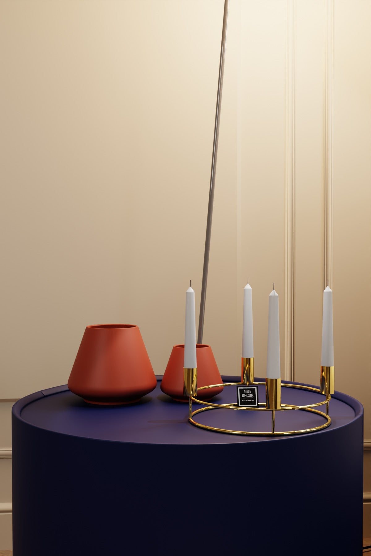 Perla Model Gold Metal 4’lü Şamdan Dekoratif Mumluk Modern Sofra Ev Dekorasyonu