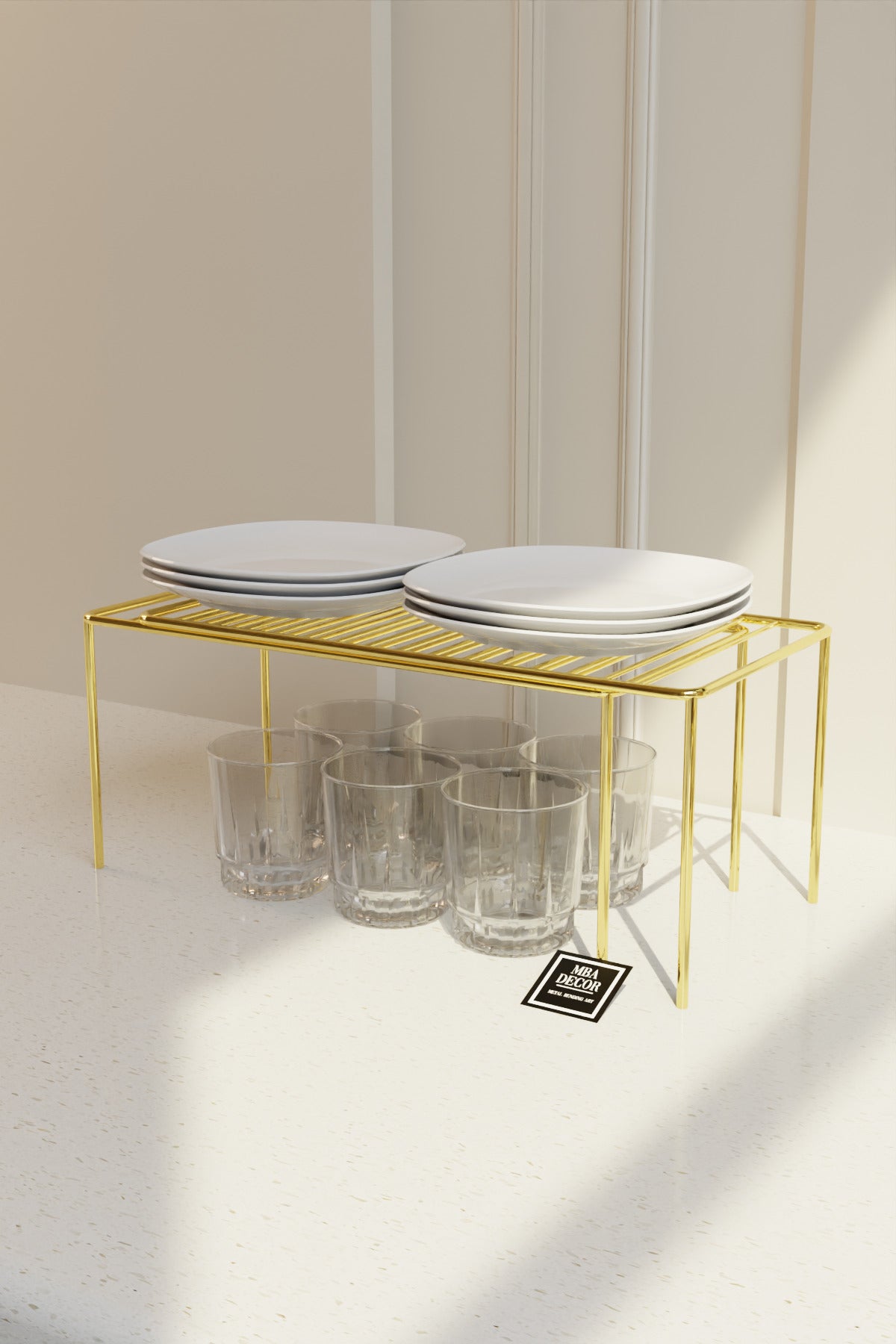MBA Decor Gold Ayarlanabilir Raf İçi Düzenleyici | 37–70 cm Genişletilebilir Metal Organizer