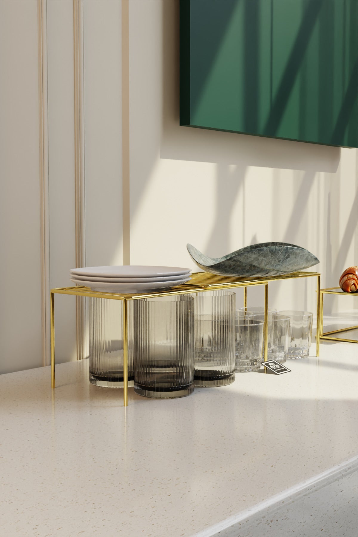 MBA Decor Gold Ayarlanabilir Raf İçi Düzenleyici | 37–70 cm Genişletilebilir Metal Organizer