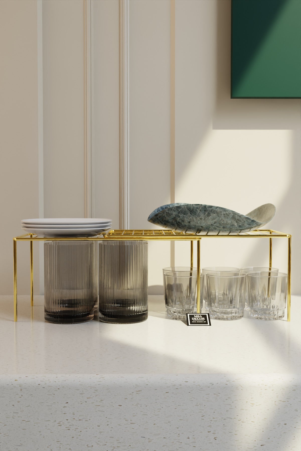 MBA Decor Gold Ayarlanabilir Raf İçi Düzenleyici | 37–70 cm Genişletilebilir Metal Organizer