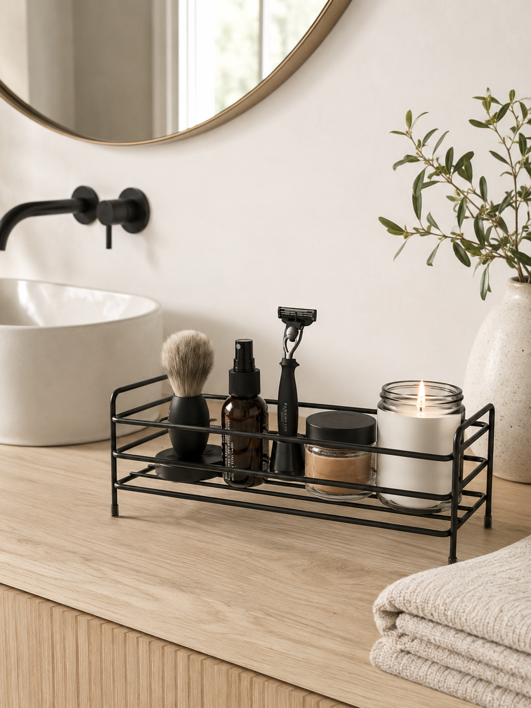 Siyah Metal Tek Katlı Ayaklı Organizer 30x10x15 cm