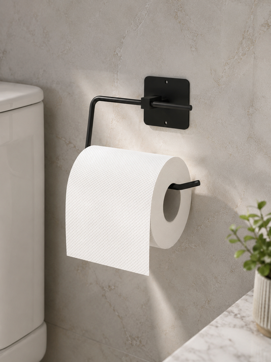 Siyah Metal Yapışkanlı WC Tuvalet Kağıtlığı